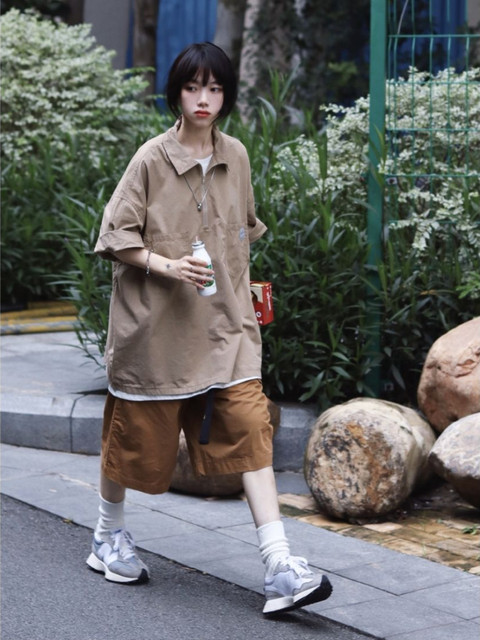 Gmiixder Safari Half Zip-up Shirt 2022 Summer Japan Shirt