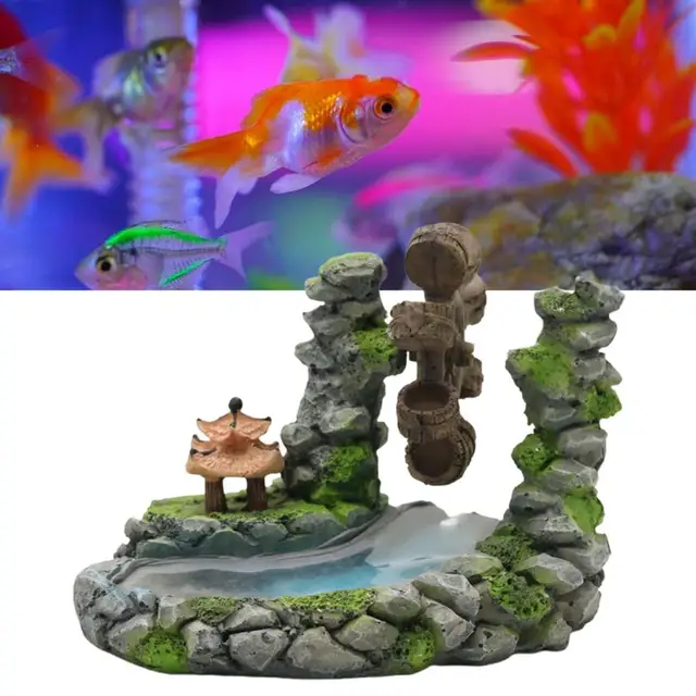 Hot Verkoop! Aquarium Decoratie Simulatie Waterrad Landschapsarchitectuur Accessoires Rock Fish Tank Ornament Home Decor - AliExpress