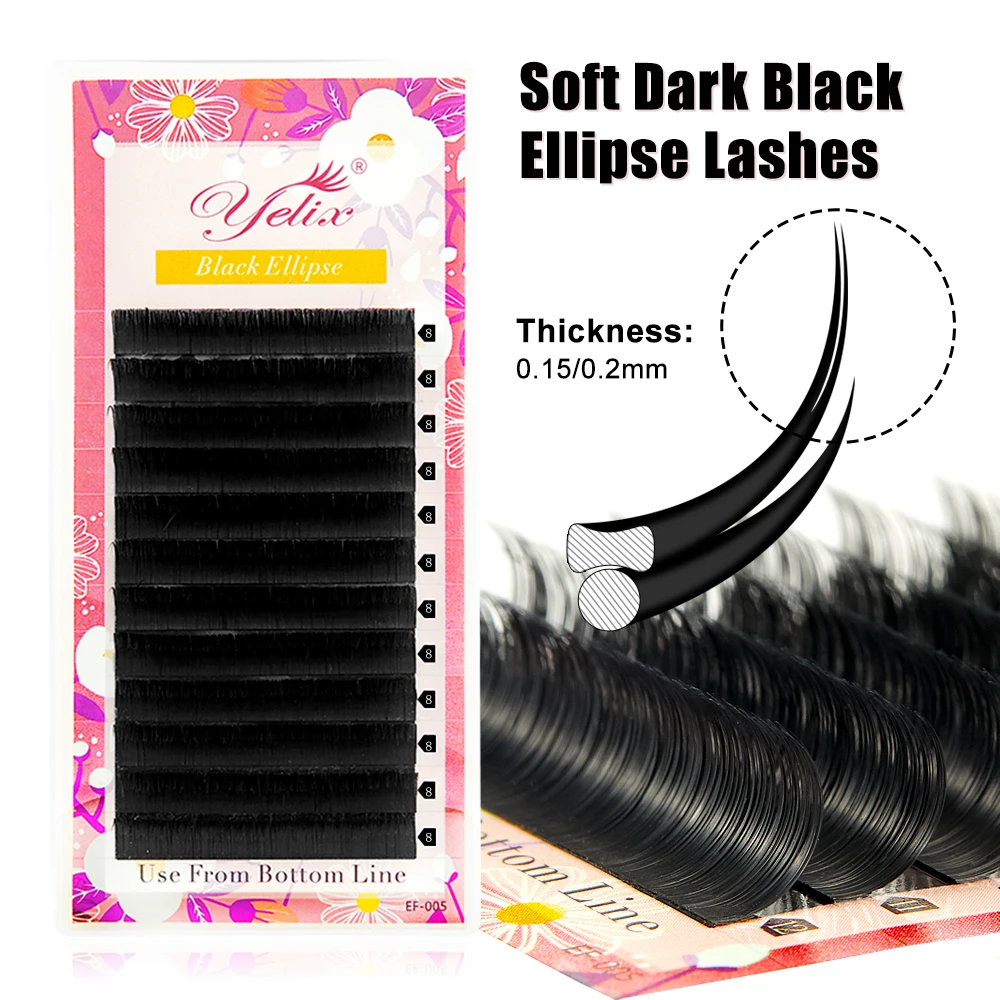 Best of Yelix 6-19mm Ellipse Eyelashes Extension 0.2mm Dark Black Flat Lashes Split Tips False Eyelashes Matte Cashmere Lashes Reviews & Tips