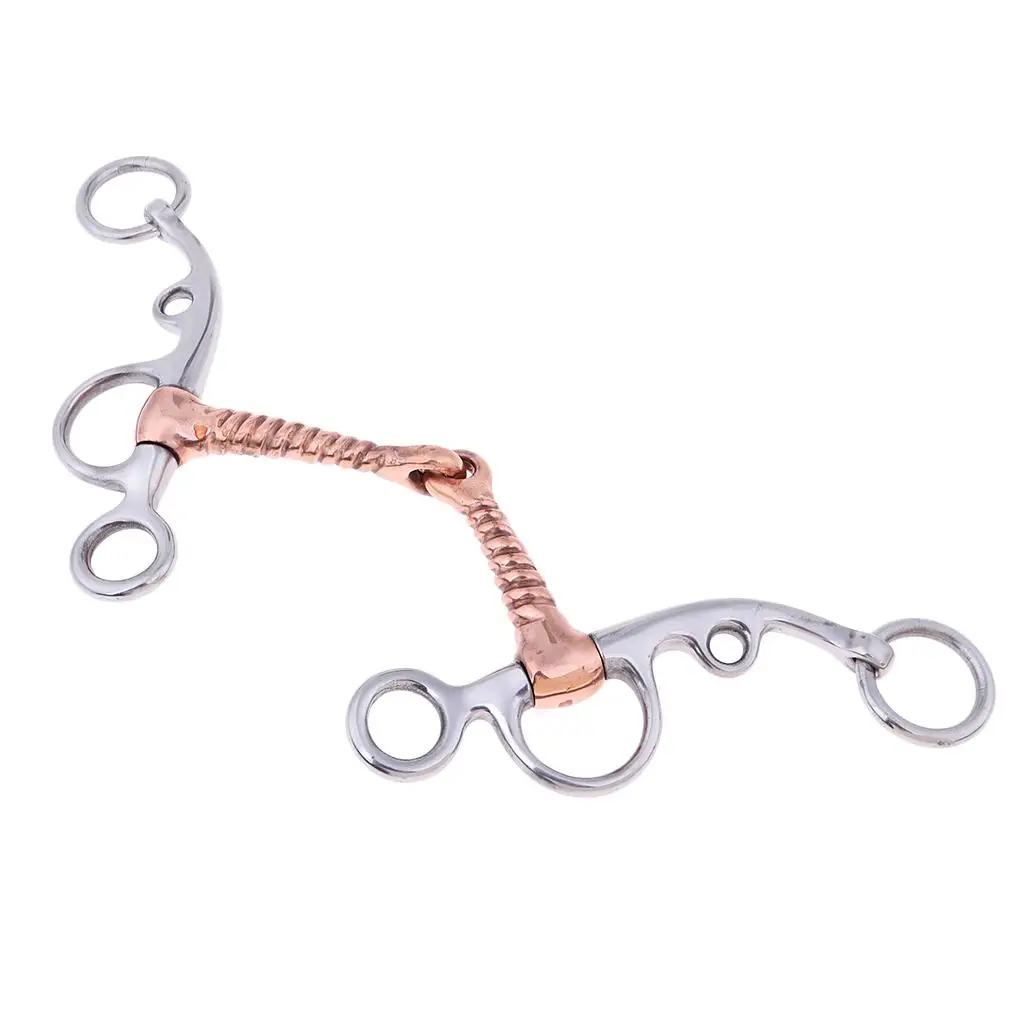 Stainless Steel Horse Snaffle Bit Tack with Copper Screw Joint Mouth Equestrian Equipment Supplies