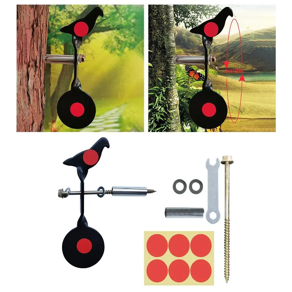Solid Resetting Target Stainless Steel 360 Degree Rotation Shooting Target Spinner Fixed Mount for Hunting Training Activities