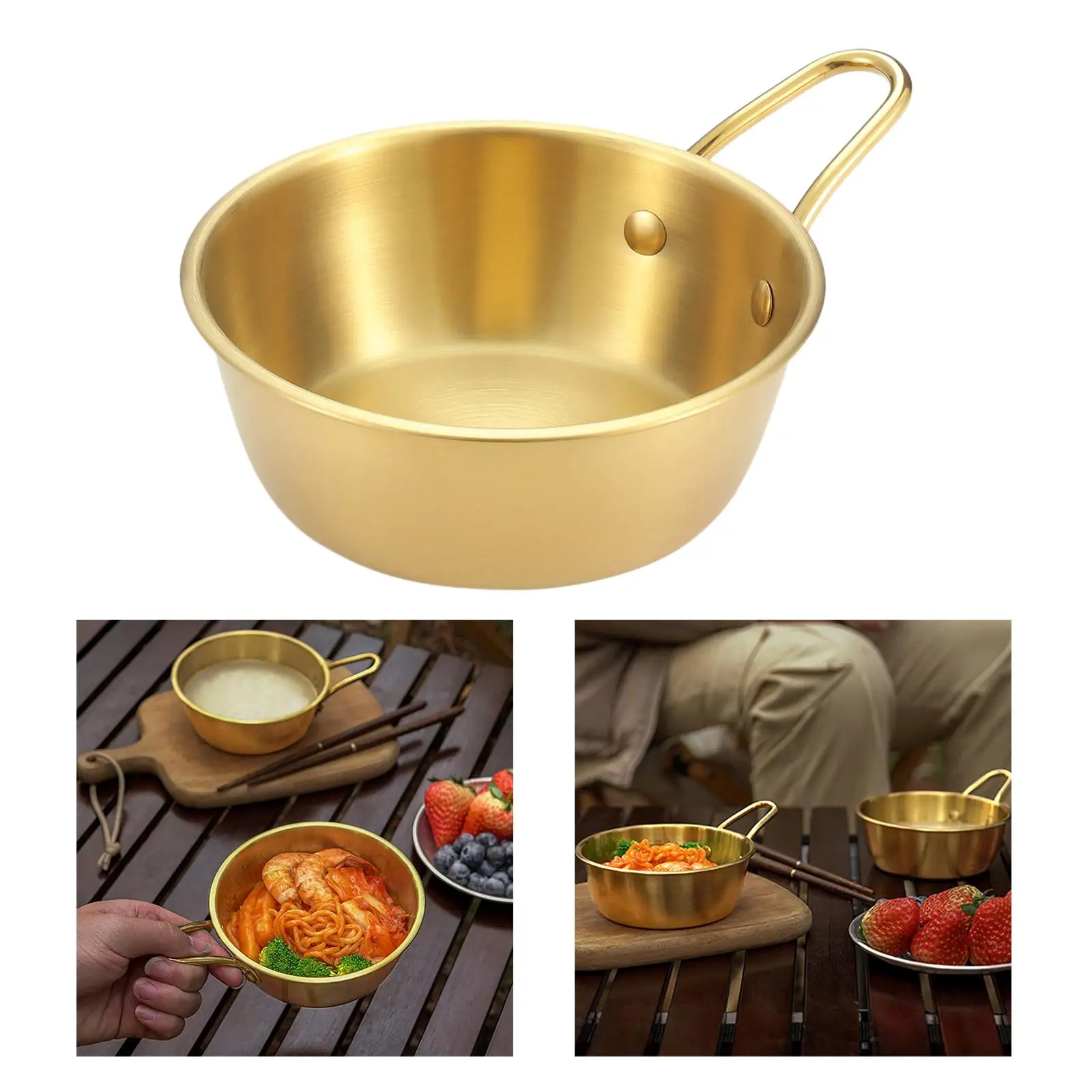 Portable Camping Bowl Dinnerware Stockpot Cooking Pot Utensil W/ Handle for Backpacking Beach  Home Kitchen