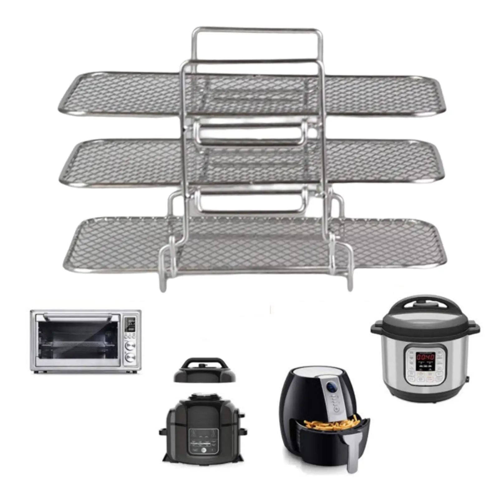 Stainless Steel Air Fryer Rack Support 3 Layer Air Fryer Accessories Easy Clean