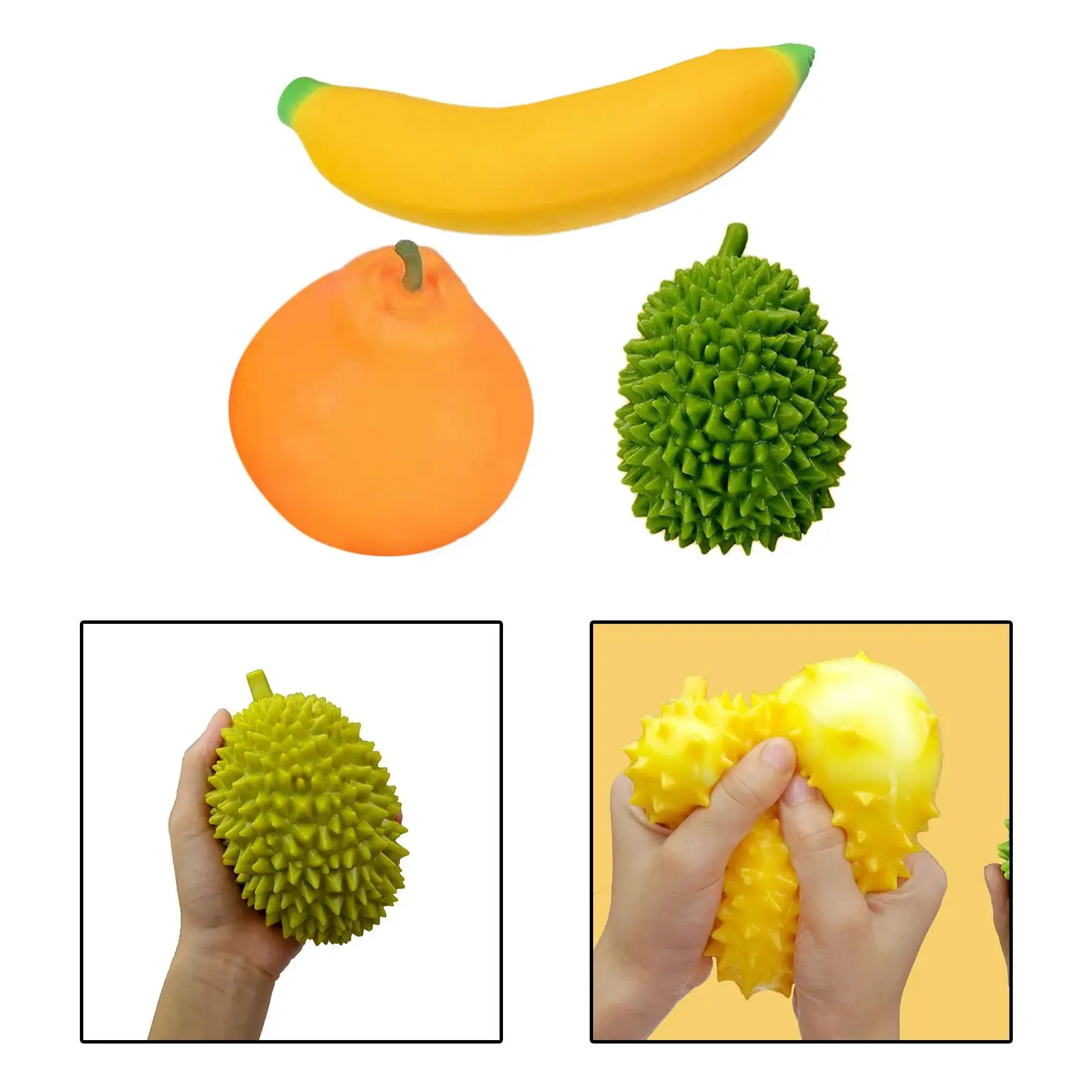 3 Pieces Fruits Decompression Toys Fruit Themed Party Supplies Sensory Toys Stress Reliever Toy for Kids Childen Adults