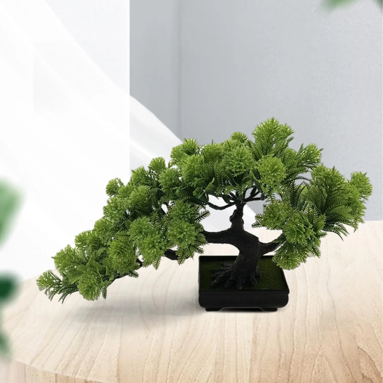 Small Artificial Bonsai Pine Tree Simulation Bonsai Potted Desktop Display Tree for Windowsill Indoor Home Office Decor