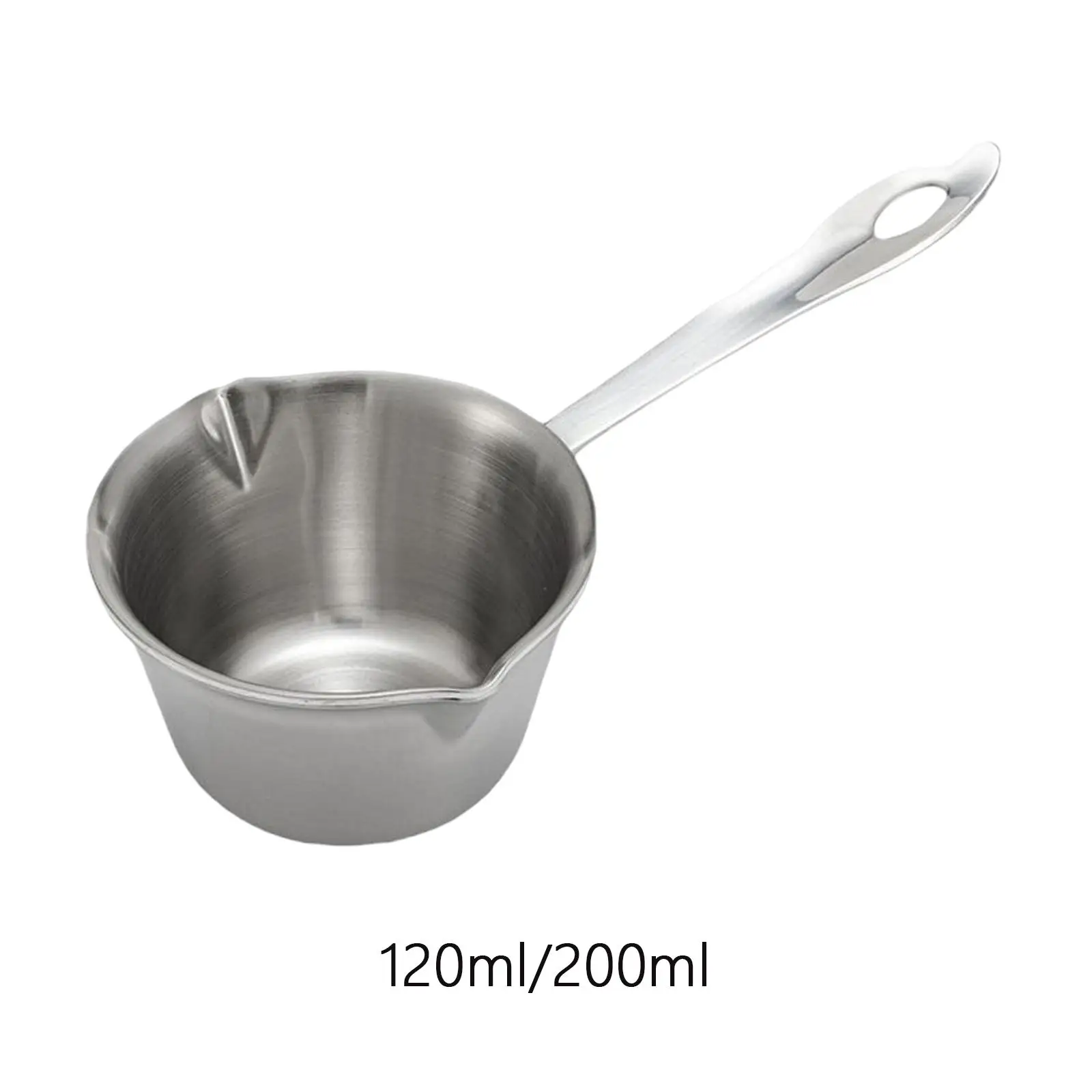 Stainless steel Melting Pot Long Handle Hanging Saucepan Double Spout Coffee Milk Warmer for Breakfast Camping Pasta