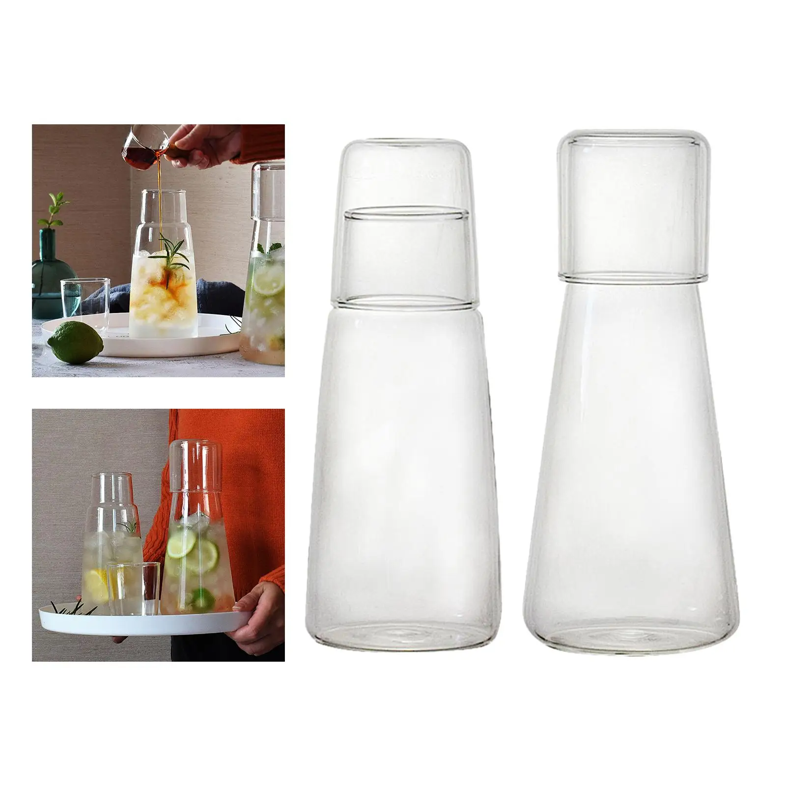 Carafe Water Jar Clear and Cup Cold Water Bottle Containers Cold   Jug  Lemonade coffee with water Housewarming Gifts