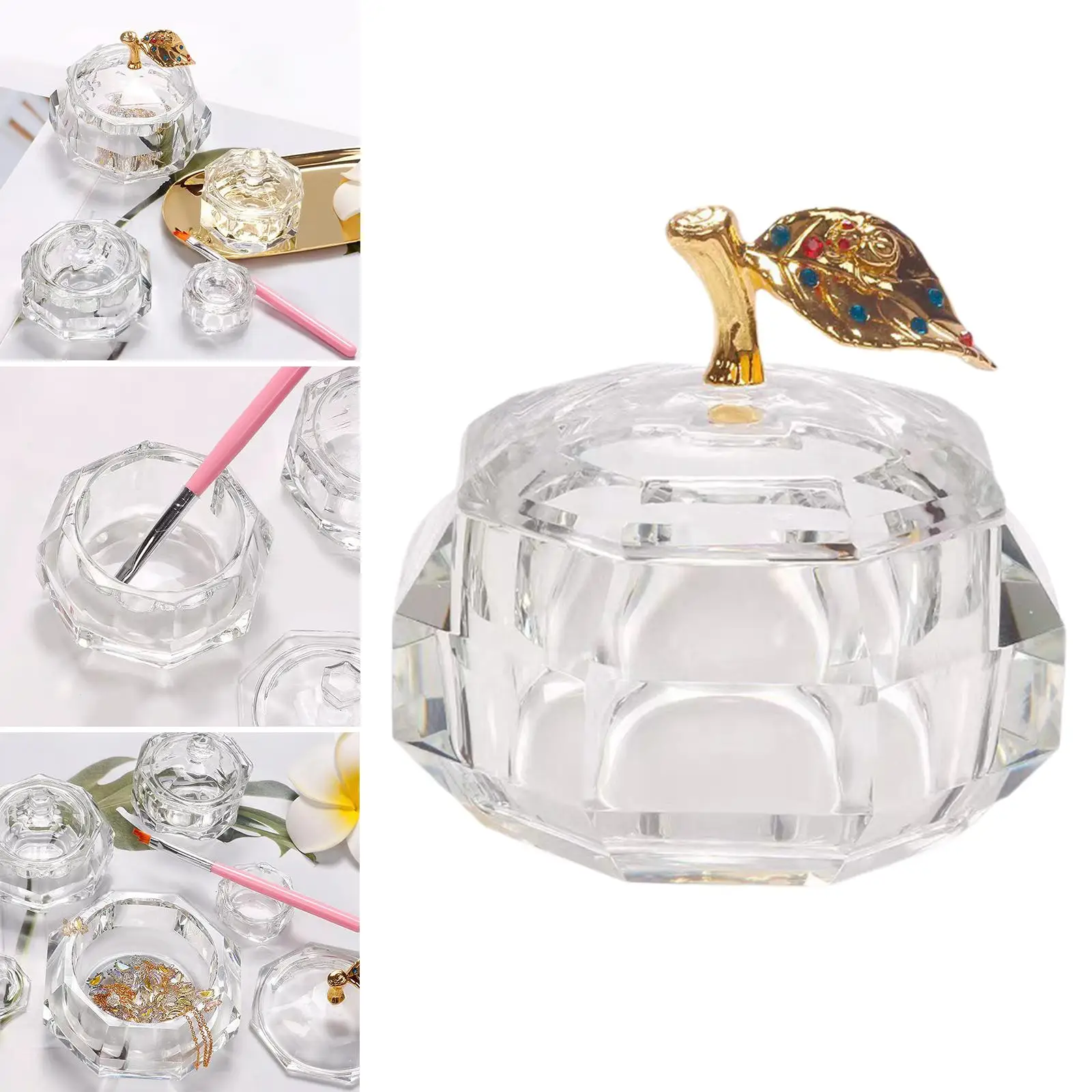 Clear Glass Crystal Cup Mixing Nail Art Acrylic Liquid Dish Bowl Tool
