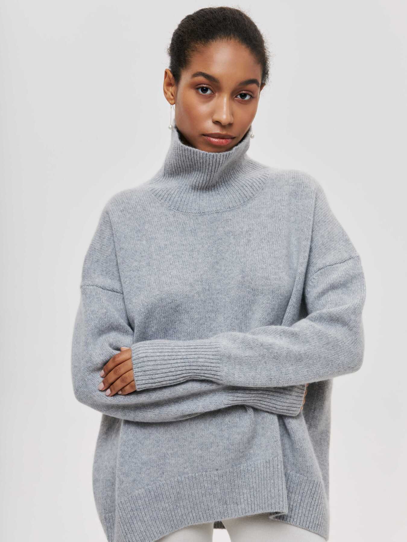 Oversized Knitted Sweaters Loose Women Pullovers Autumn Winter Basics Tops Jumper Warm Female Turtleneck Pulers Sweaters_voghion.com