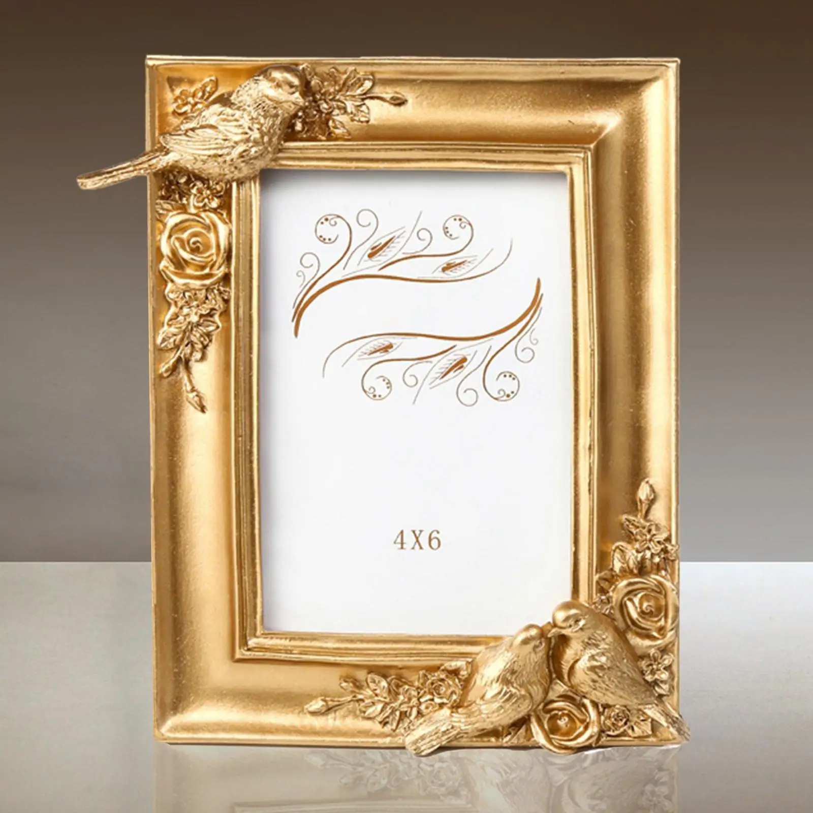 Retro Resin Photo Frame Picture Frame Holder Hanging Tabletop Embossed Frame for Living Room Holiday Wedding Decor Ornament