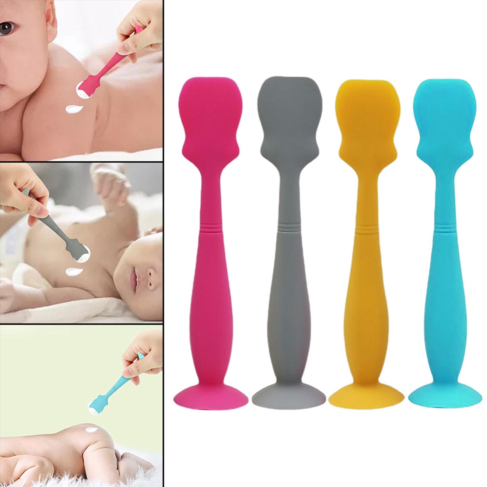 Silicone Diaper Cream Spatula Flexible with Suction Cup Base Soft Baby Brush Baby Butt Paste Spatula