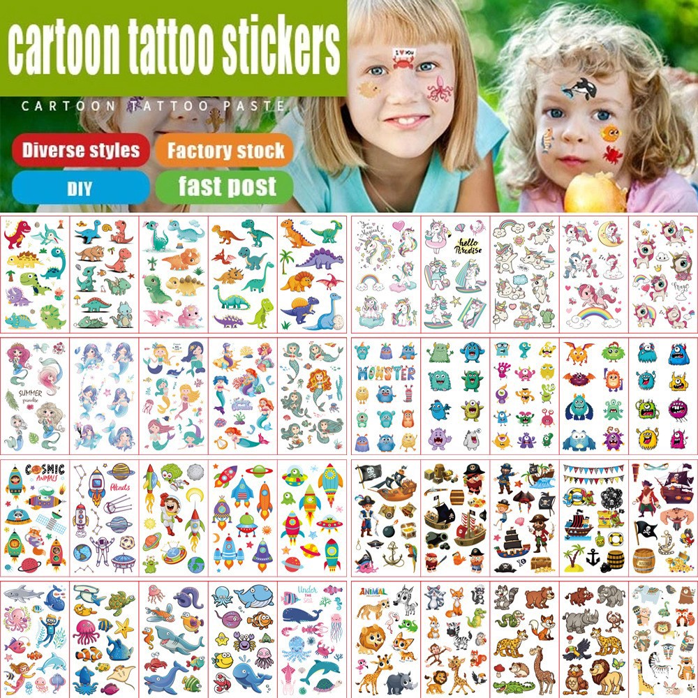 Best of 10Pcs / set Waterproof Kids DIY Cartoon Fake Tattoo Stickers Cute Unicorn Animals Car Dinosaur Fish Temporary Tattoo Stickers Reviews & Tips