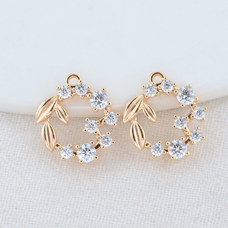 14*15MM 14K Gold Farbe Messing und Zirkon 2 Löcher Blumen Verbinden Charms Anhänger Halskette Schmuck Machen liefert Diy Zubehör – Detail 1