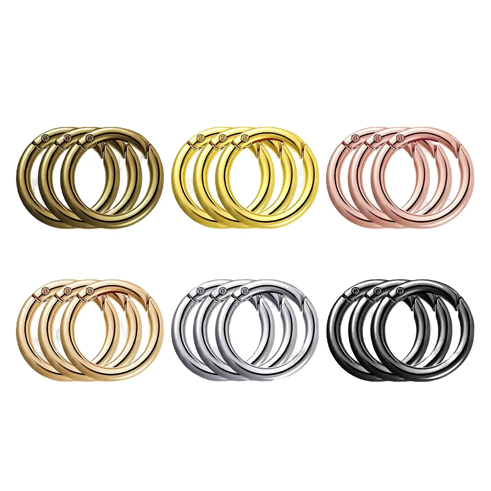 18Pcs Spring Gate O Rings Spring Clip Round Carabiner Snap Clip Push Gate Snap Hook Keyring Buckle Metal for Jewelry Making Bag