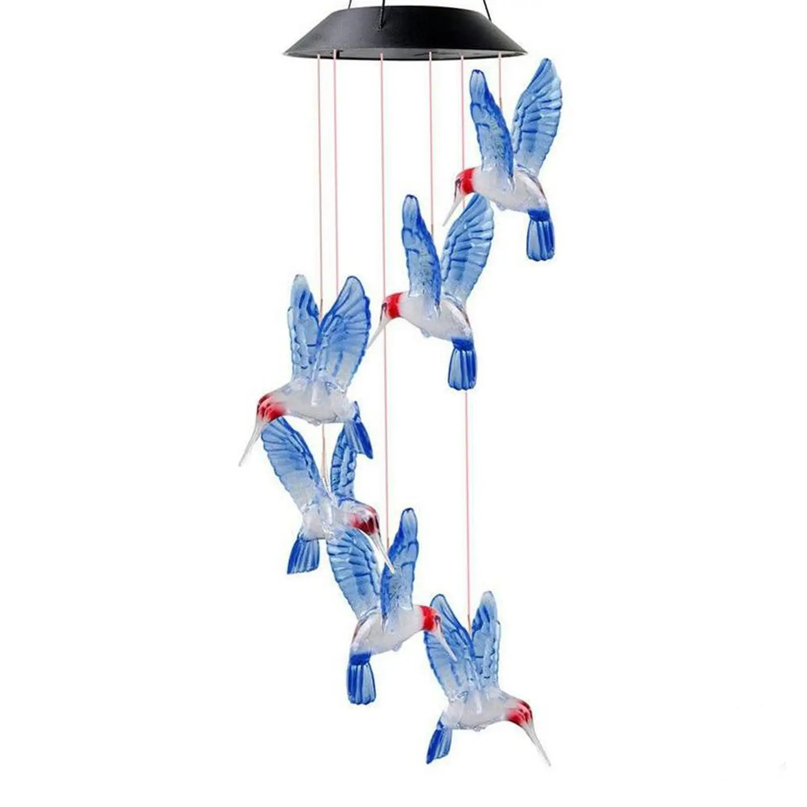 Solar Powered Wind Chimes Light Props LED Hummingbird for Yard Outside Porch