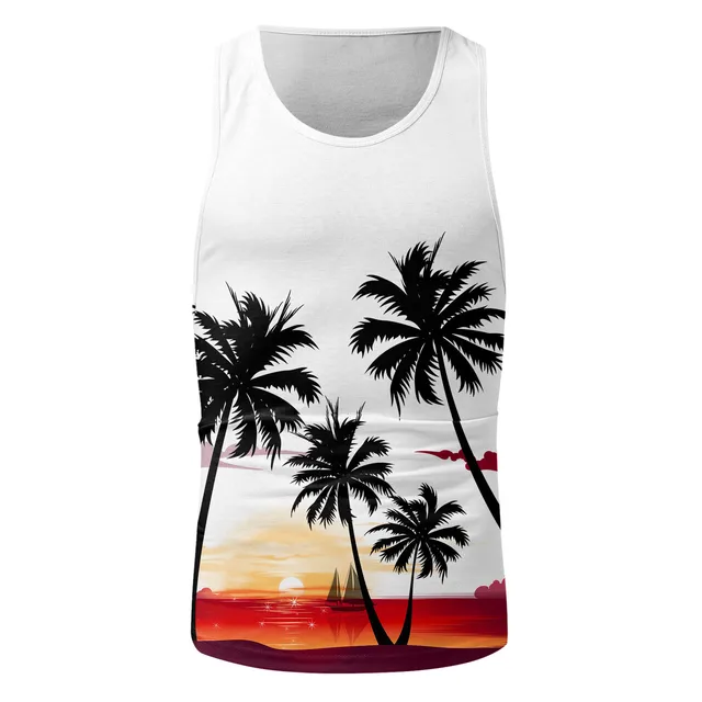 Men's Hawaii Palm Tree Printed Sleeveless Tee Tank Tops Summer Casual Beach  Vest O Neck Shirt Men Gym Clothing Bodybuilding 2022 - AliExpress