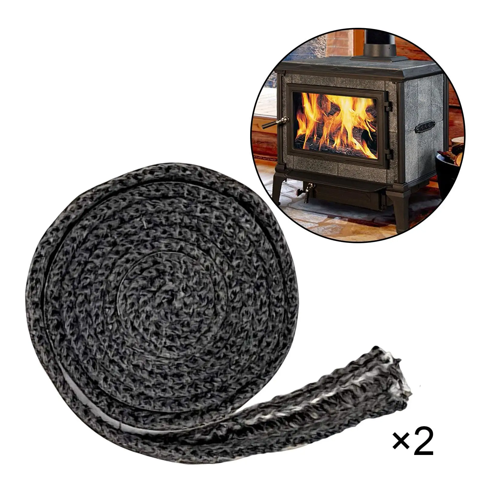 2x Flat Gasket Tape for Stoves And Fireplaces, Self  Flat Gasket,  Flat Gasket Tape