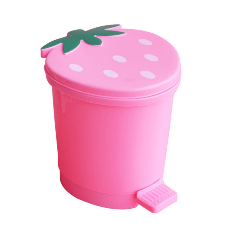 Title 8, Mini Strawberry Trash Can with Lid Cartoon Cute...