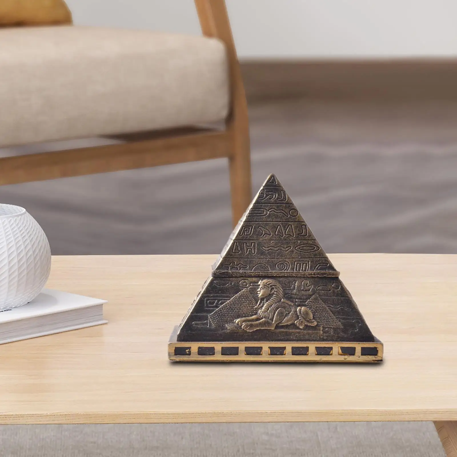  Pyramid Statue Trinket Container Srage Feng Shui Figurines Architecture Deskp Office Souvenir Jewelry Box Ornament