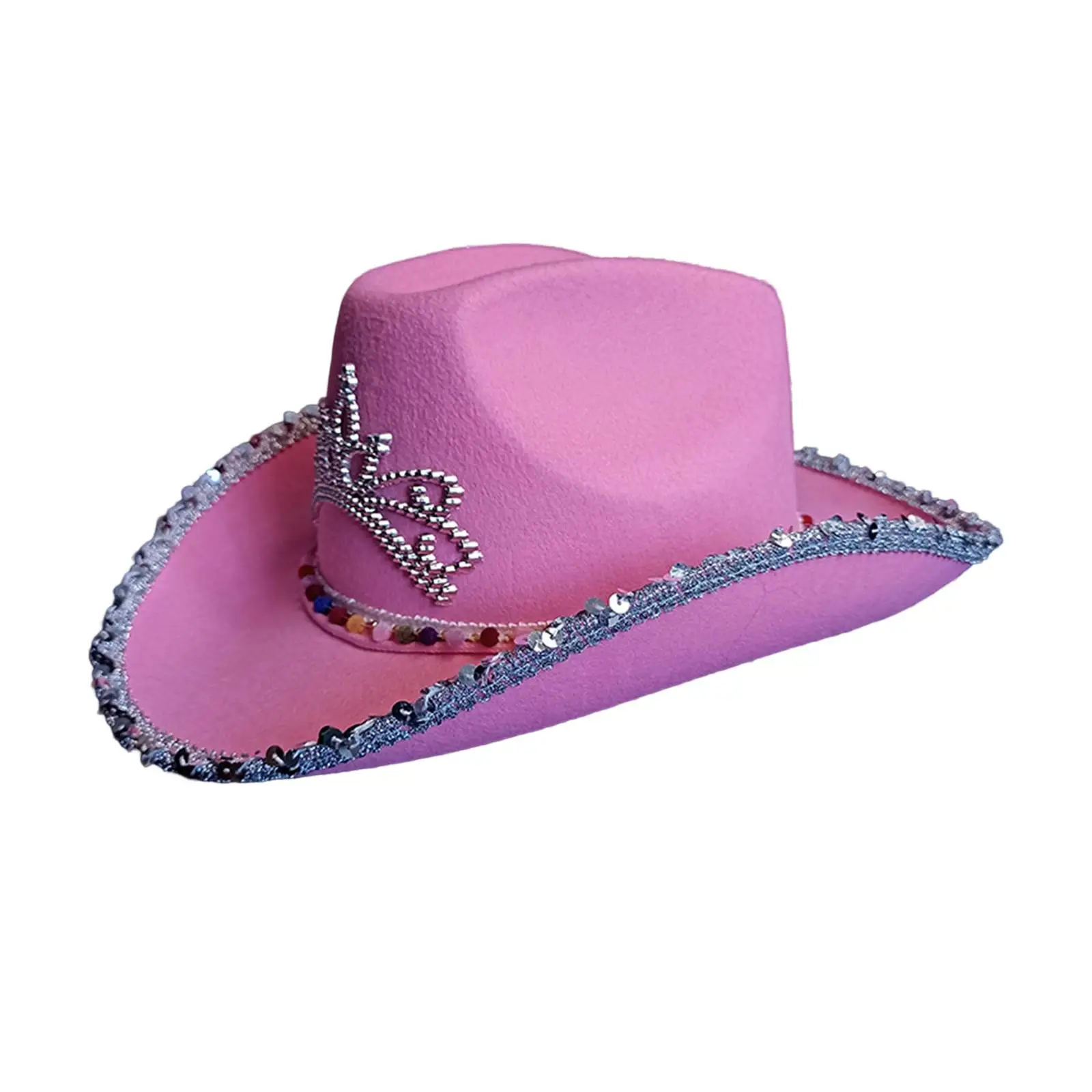 Cowboy Hat with Tiara Adjustable Neck Draw String Cowgirl Hat for Dress up
