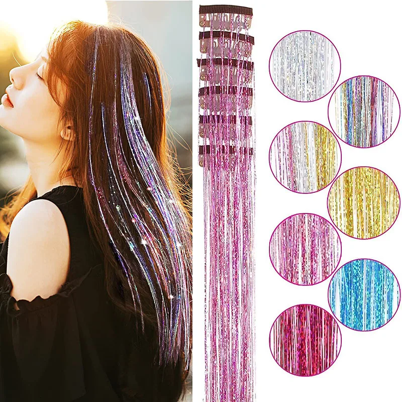 Best of 6 / 1Pc Clip Hair Tinsel Laser Gold Wire Shiny BB Hairclip Heat Resistan Fairy Hair Tinsel Hair Extension Hairstyle Accessory Reviews & Tips