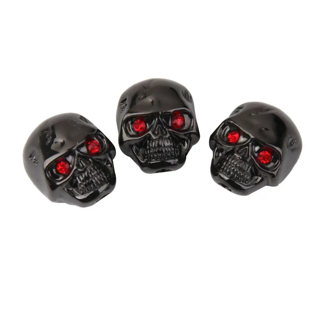 3 Black Skull head Metal Volume Knobs w. Allen wrench for Electric Guitar