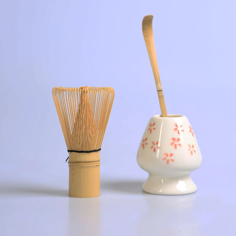 3-teiliges Matcha-Rührständer-Set (japanisches Bestellzubehör) inklusive 3 Löffeln und Teepinselhalter_voghion.com