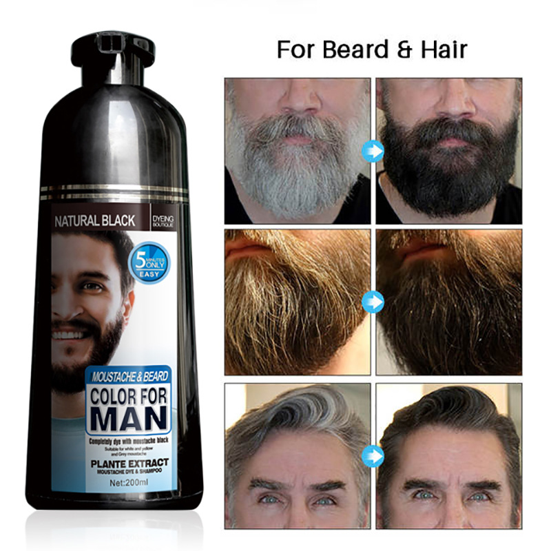 Best of ​Mokeru 200ml Natural Long Lasting Hair Dye Beard Dye Black Shampoo Permanent Black Dye Shampoo For Men Covering White Gray Hair Reviews & Tips