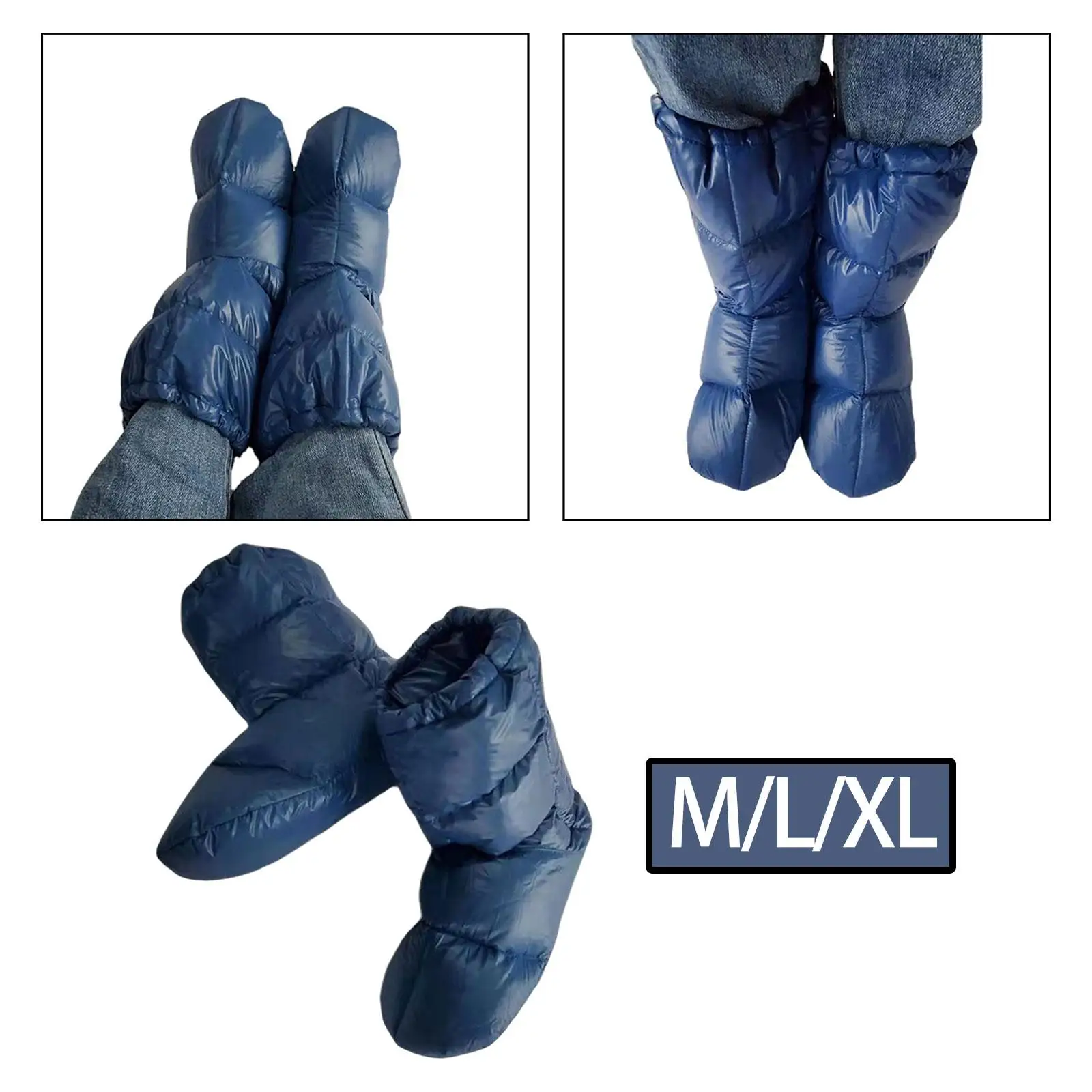 Down Slippers Feet Cover Socks Cozy Warmer Comfortable Warm Bootie Shoes for Skiing Hiking