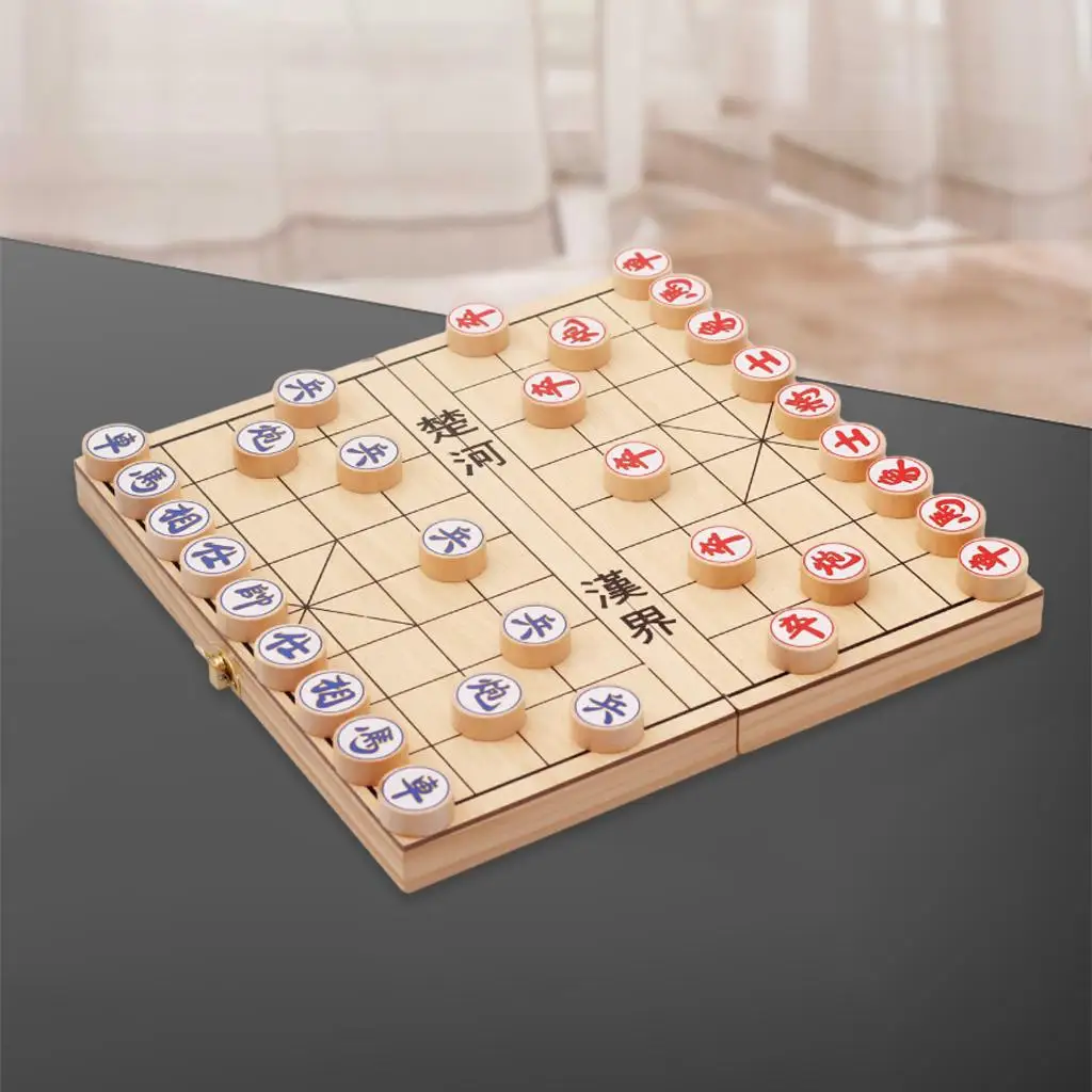 Foldable Wooden Chinese Chess Xiangqi board Games Traditional Boxed Chess Game Tabletop  & Skill Puzzle  Players Gifts