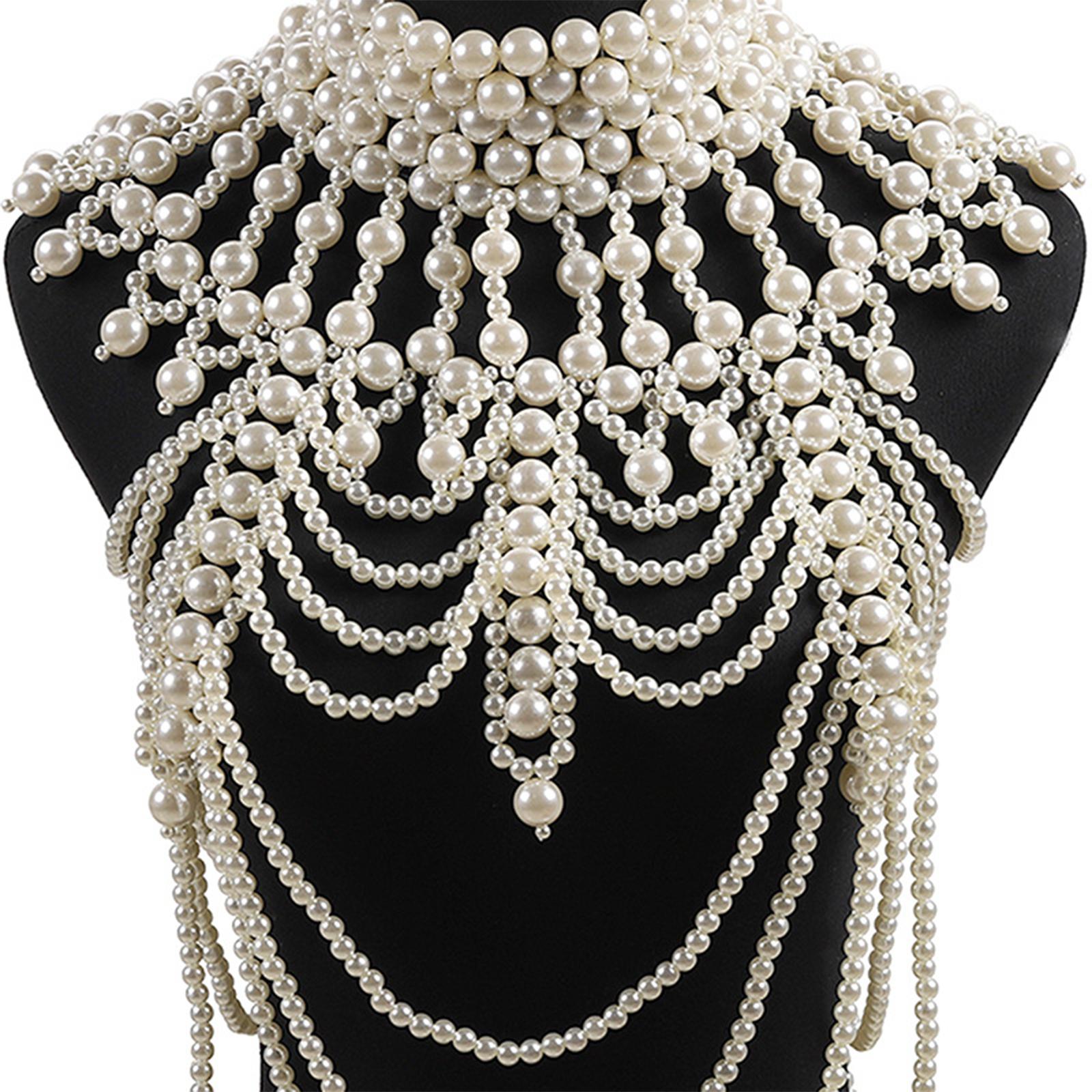 Pearl Body Chain Fashion Shoulder Necklace Bra Jewelry for Costume Party Dance Party Theme Party Gift