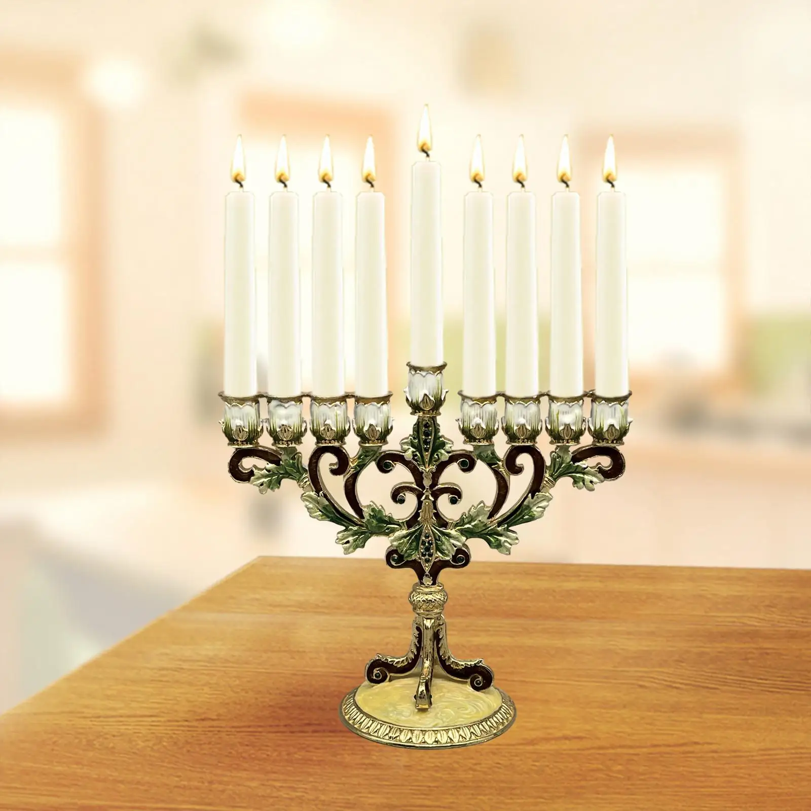 Hanukkah Menorah 9 Branch Candle Holder Candelabra Candlestick for Dining Room