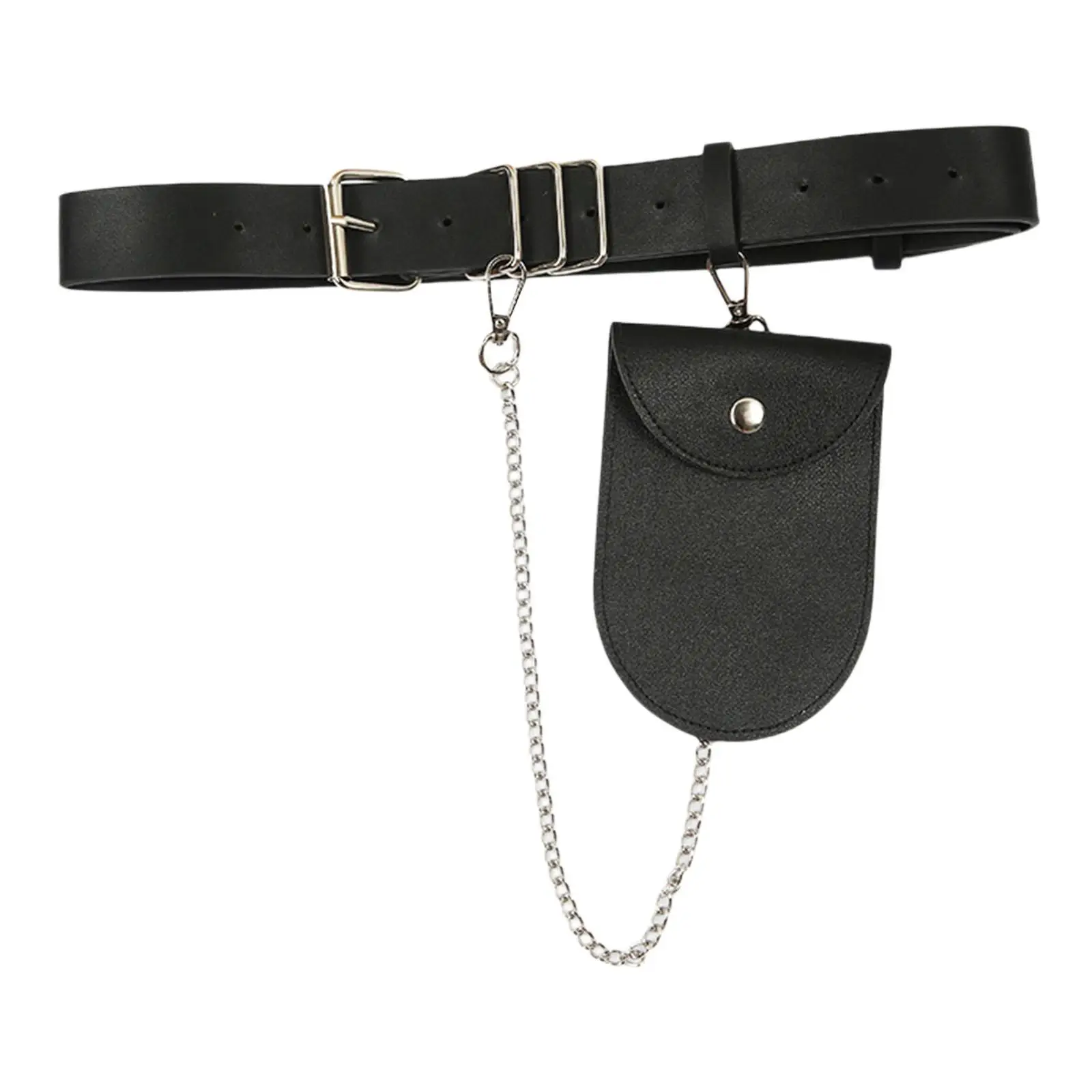 Punk Style Women`s Faux Leather Skinny Belt Chain Waist Belt Bag