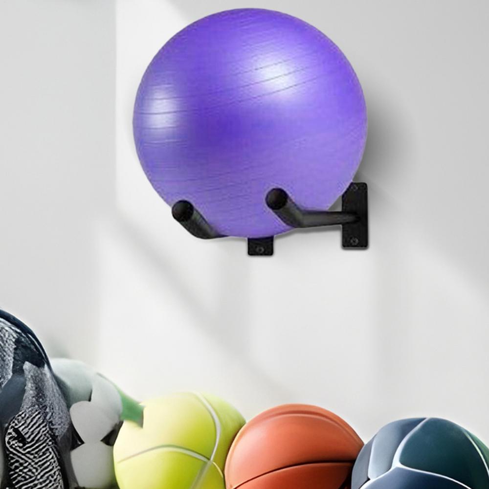 Exercise Ball Wall Mount Set Of 2 Black Yoga Ball Stand Sport Gym ...