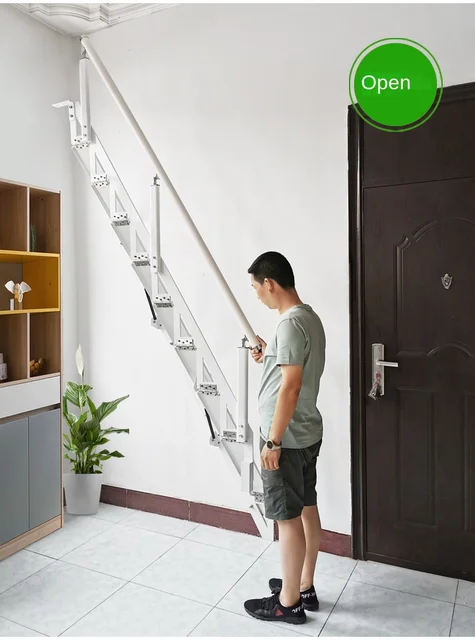 Escaleras plegables para el hogar, red de escalera invisible, red de piso  rojo, escalera personalizada, escaleras de almacenamiento unidas a la  pared, loft, loft - AliExpress