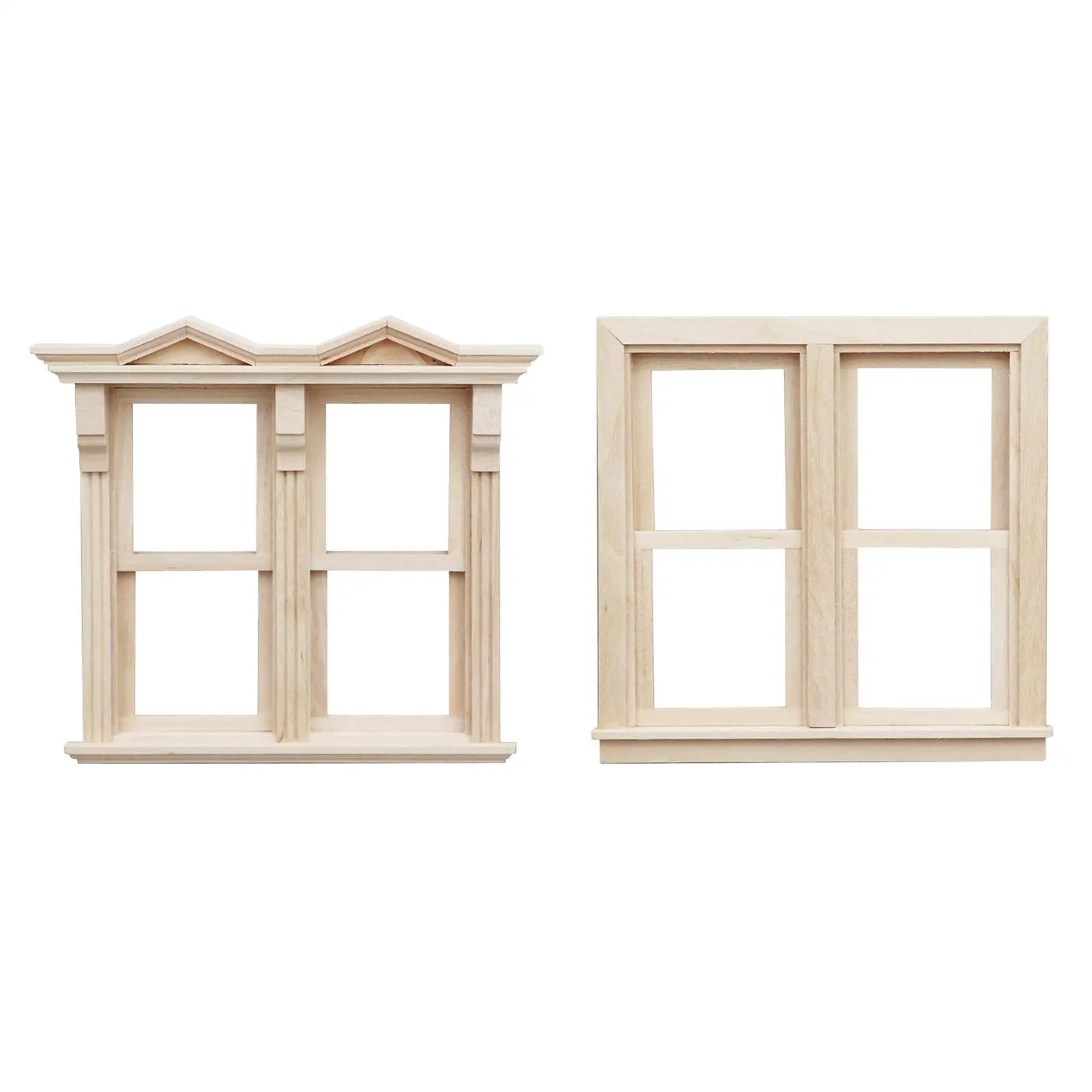 Miniature Window Frame Model Dollhouse Miniature Wooden Window for Kitchen