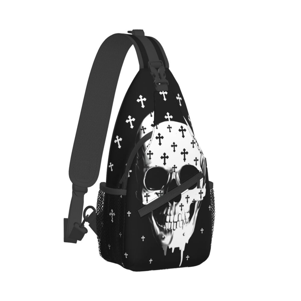 Unisex Gothic Skull Crossbody Chest Bags com