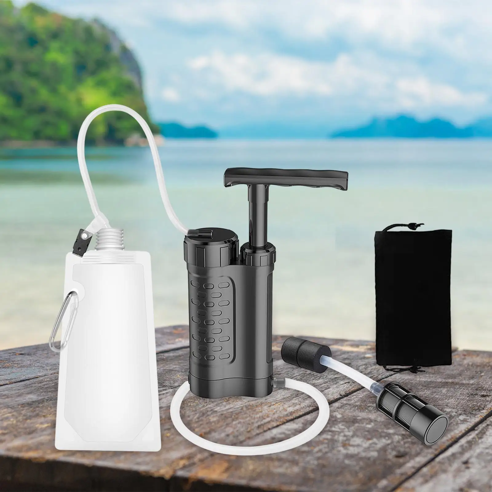 Water Purifier Pump Emergency Preparedness Survival Gear for Outdoor Travel Hiking