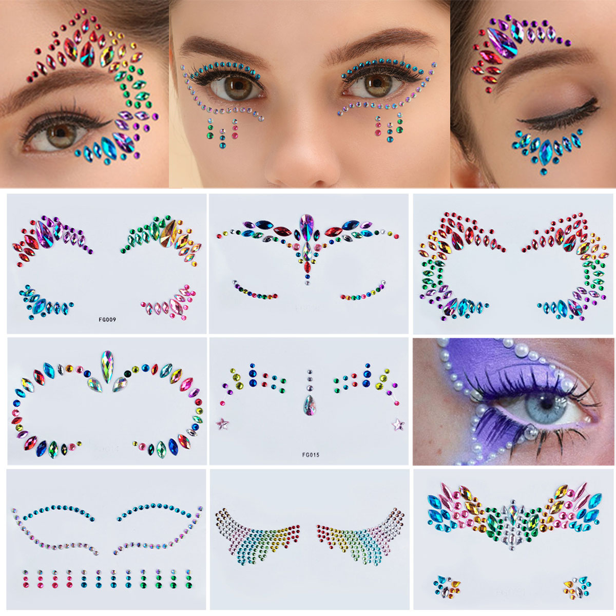 Best of Disposable Temporary Tattoo Stickers Facial Jewelry Colored Crystal Diamonds DIY Eyes Face Body Waterproof Makeup Decorative Rhi Reviews & Tips