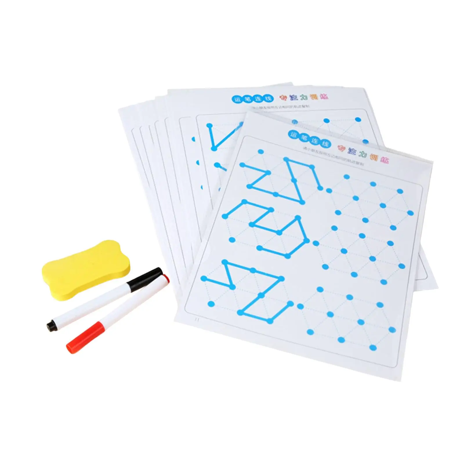24 Pieces Wipe Clean Workbook Tracing with Erasers Durable Funny Pen Control Line Tracing Cards for Gift Practice Shape Tracing