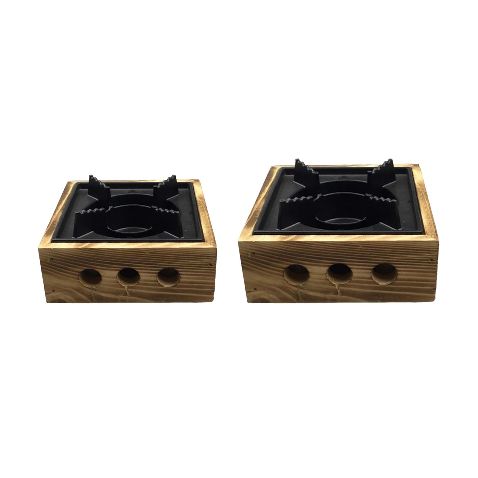 Alcohol Stoves Burner Solid Alcohol Stoves Square with Wooden Base for Camping Outdoor BBQ Hiking