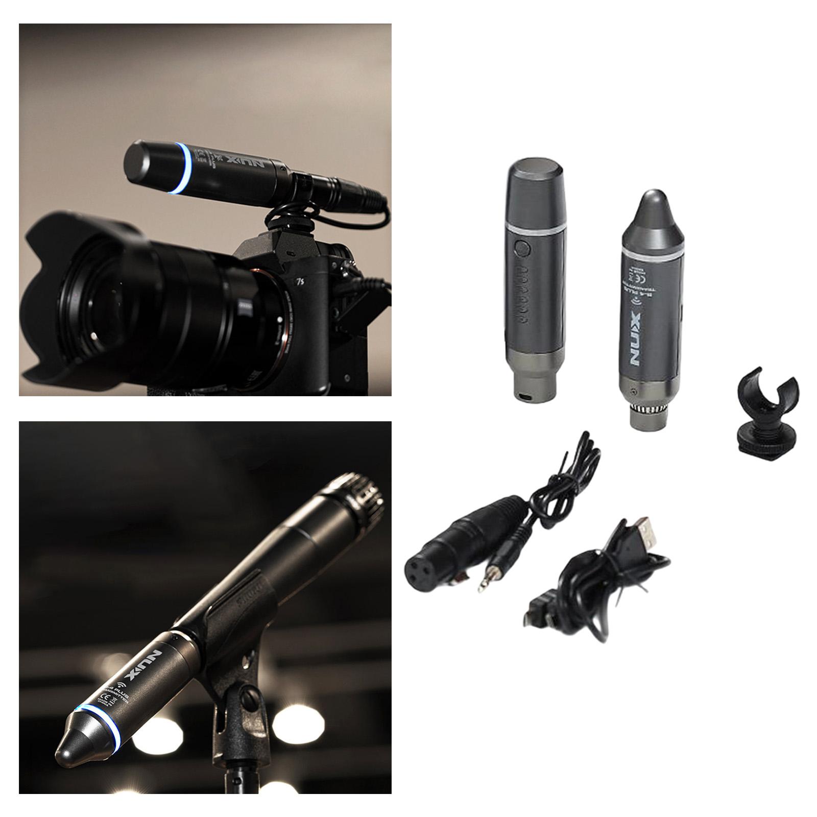 Nux B-4 Plus Audio Transmitter Receiver System Receiver Mic Microphone Wireless System for Cellphone Dynamic Microphone Speaker