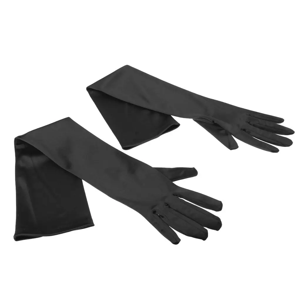 Bridal Gloves In Delicate Satin Black Long Finger Gloves Accessories