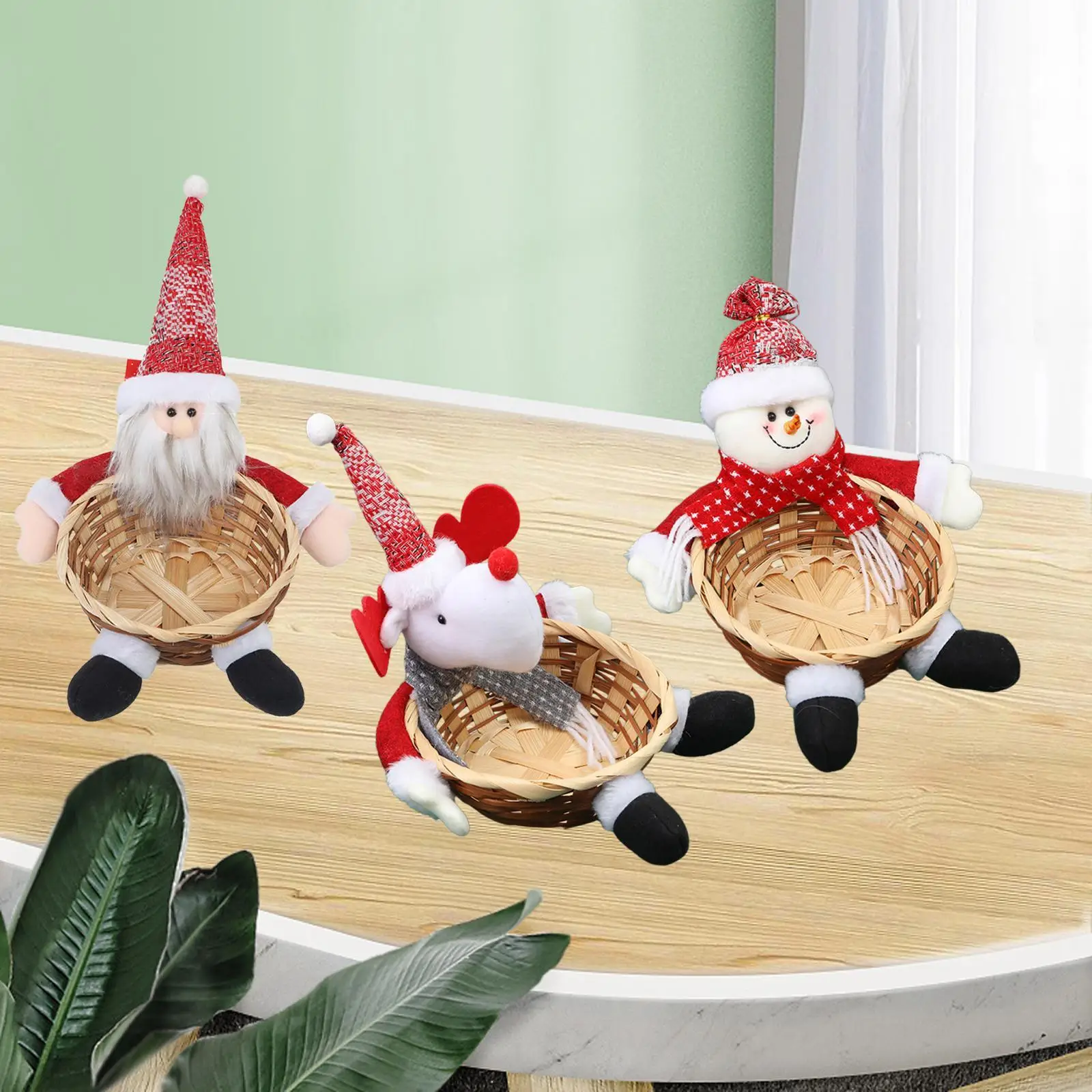 Hand Woven Basket Christmas Storage Basket Ornament Portable