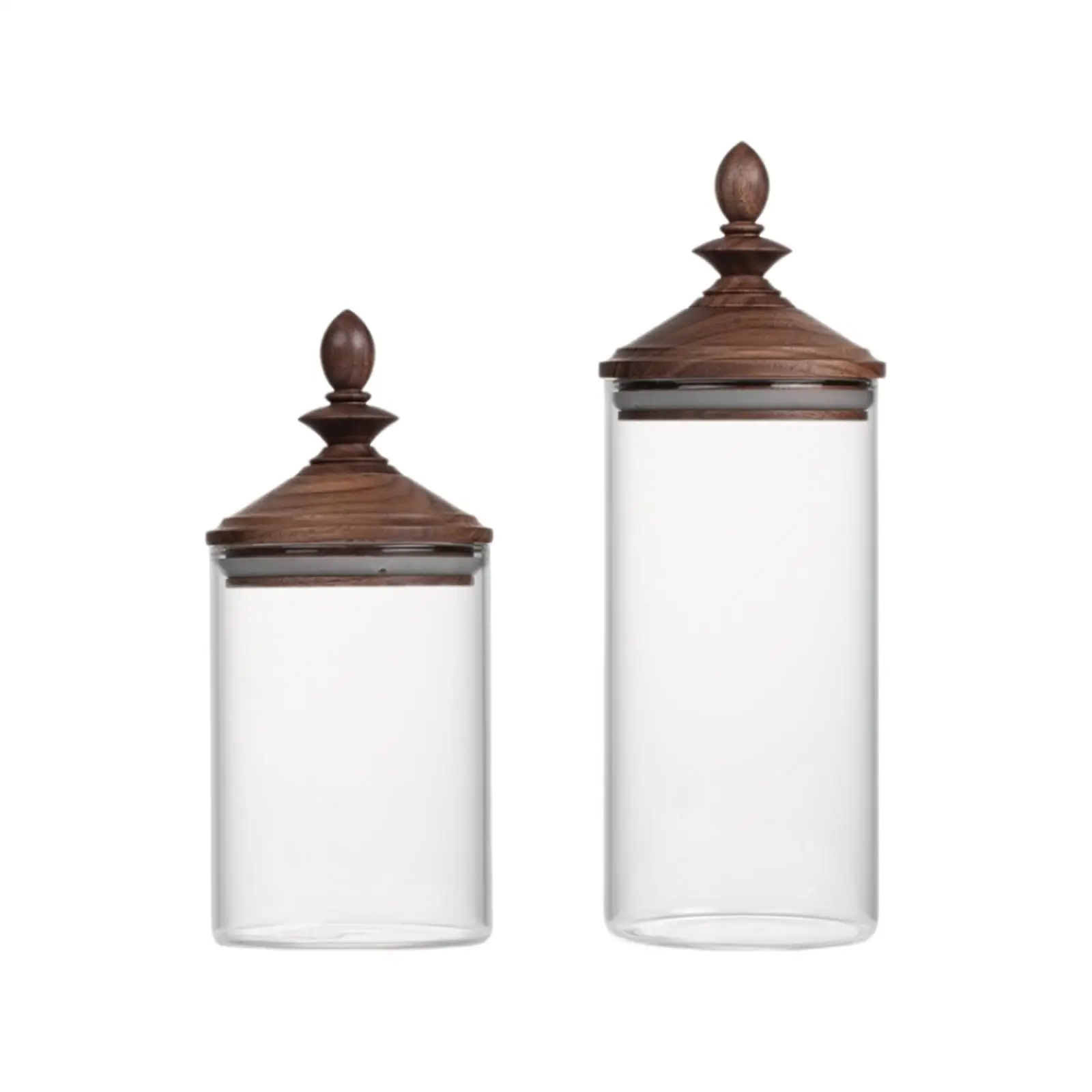 Glass Food Storage Jar Loose Tea Jar with Wood Lid Multipurpose Kitchen Organization for Restaurant, Hotel, Bar, Exhibition