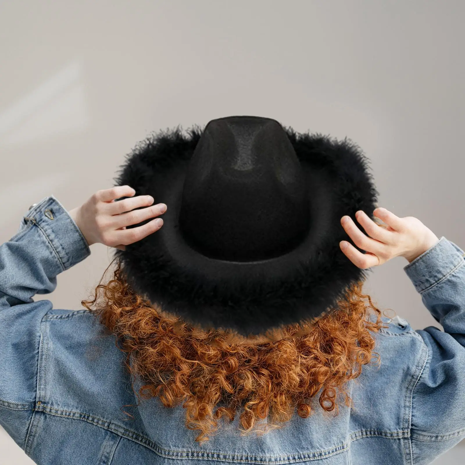 Western Style Women  Hat Girls Costume Clothes Cowgirl Hats for Cocktail Black Decoration Costume Clothes Accessories
