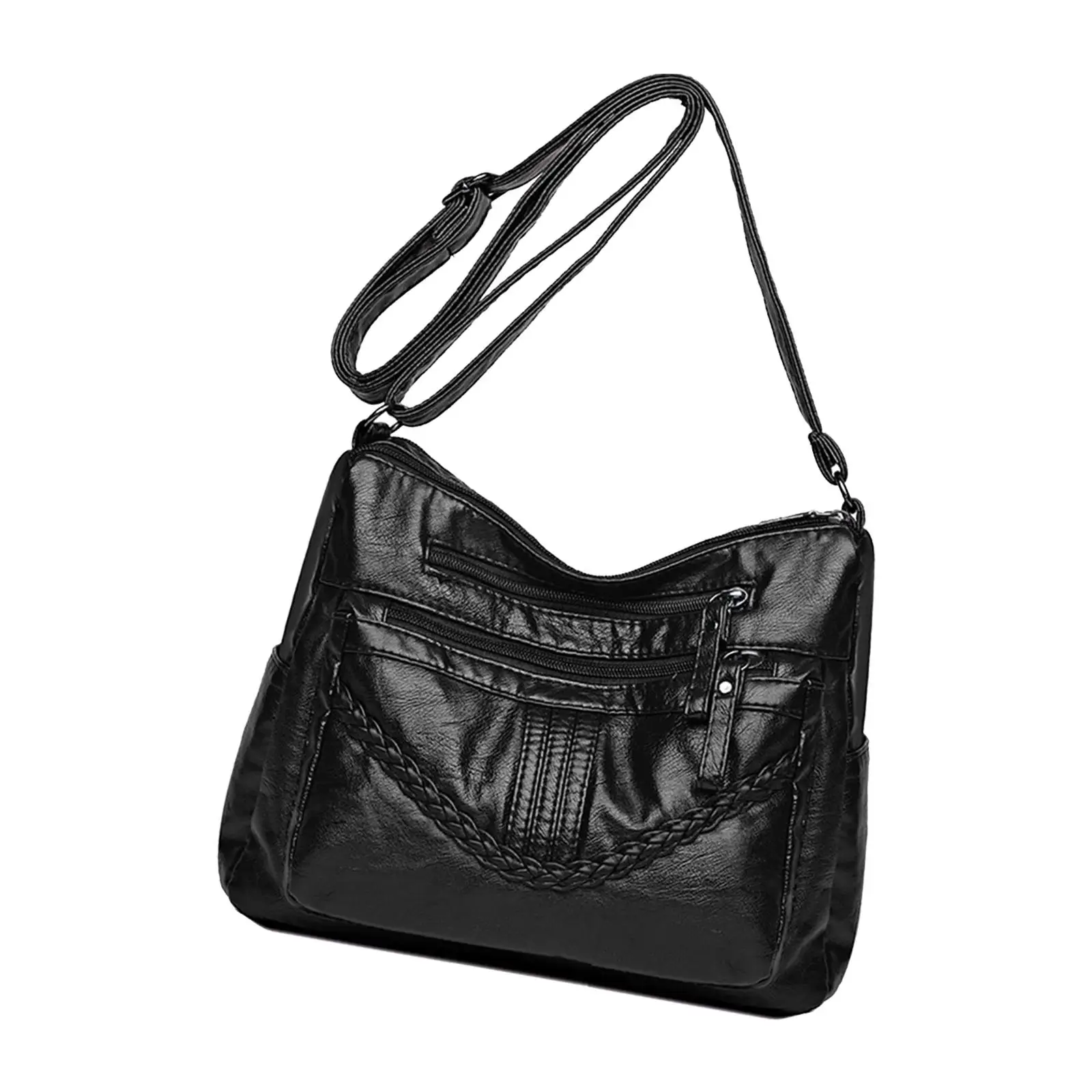 Women PU Leather Shoulder Bag Large Capacity Adjustable Strap Satchel Shopping Bag Vacation Travel Bag Lady Casual Handbag Purse