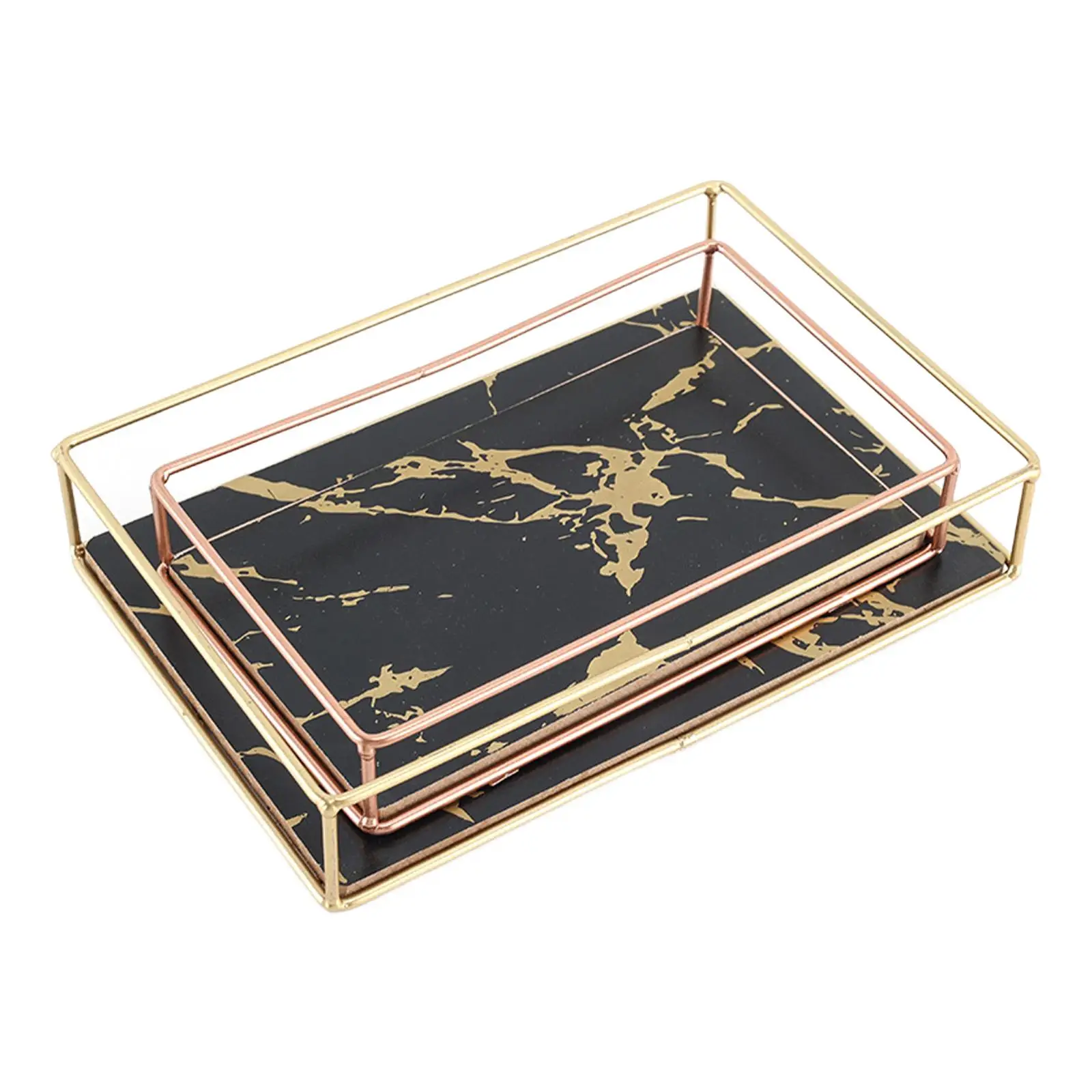 2x Bathroom Vanity Tray Metal Decorative Tray for Living Room Women Perfume