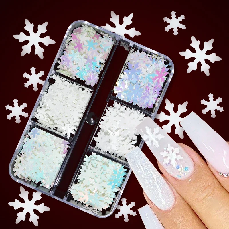 Best of White Snowflake Nail Art Glitter Sequins Holographic Snow Flakes Slices Winter Christmas Nail Art Decorations Xmas Manicure Tips Reviews & Tips