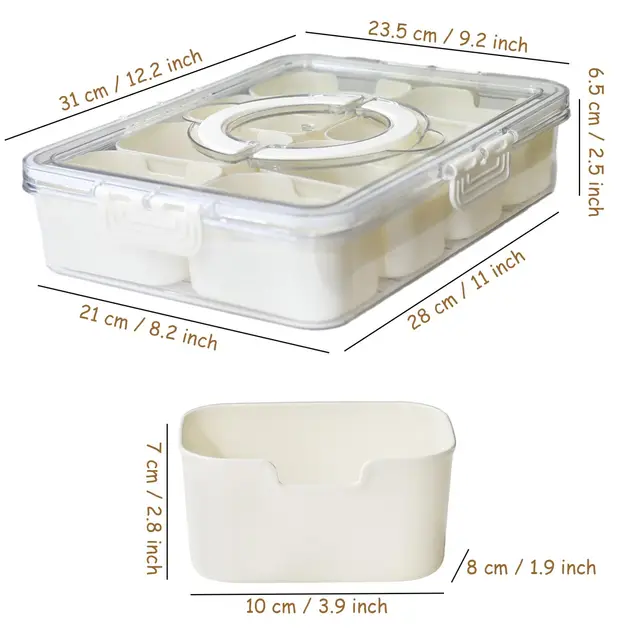 Divided Serving Tray with Lid Snackle Box Container with Drain Holes 4  Compartment Snackle Box Charcuterie Container Portable - AliExpress